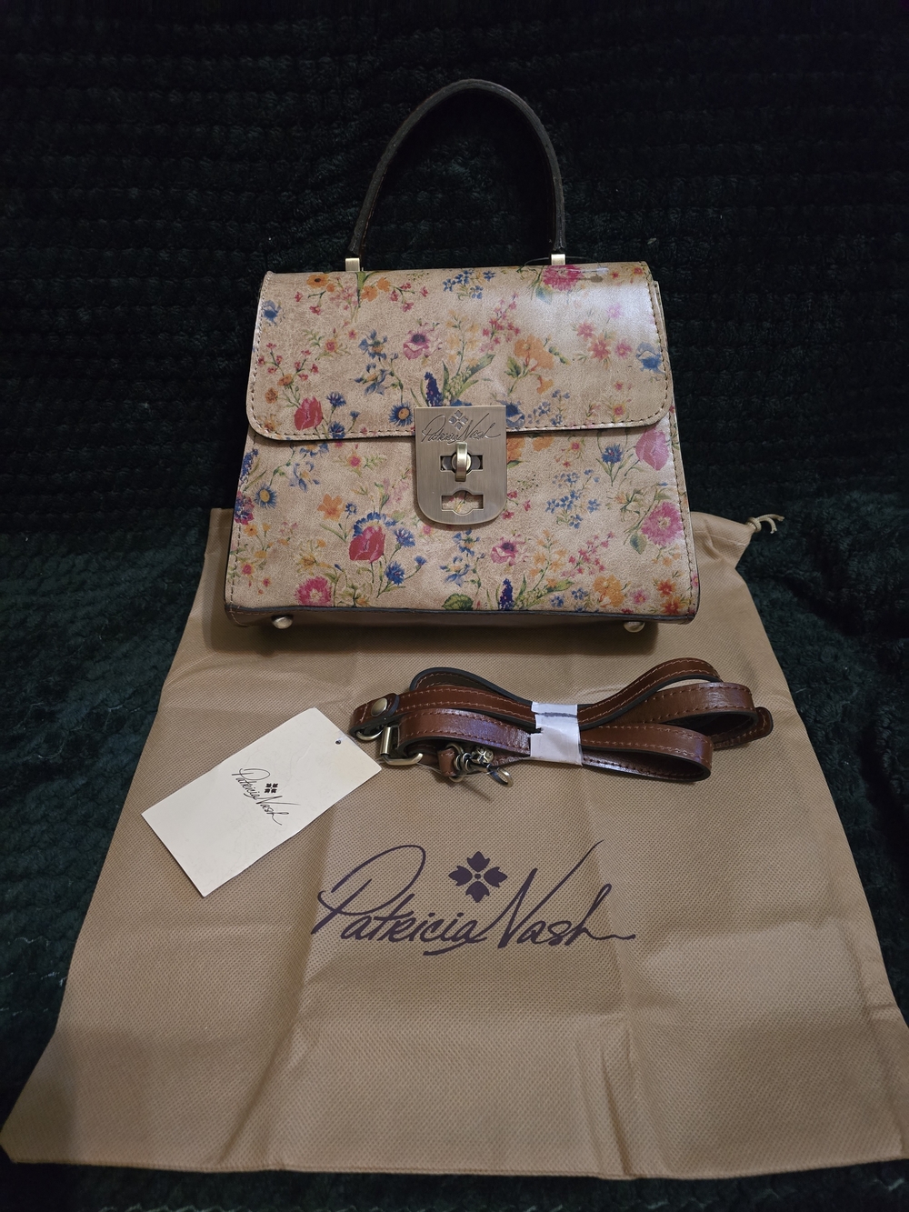 Patricia Nash Floral Top-Handle Satchel in Beige Multicolor